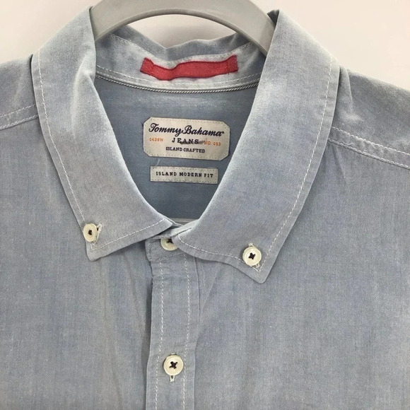 Tommy Bahama Jeans Men’s Island Modern Fit Lightweight Chambray Shirt - Picture 3 of 7